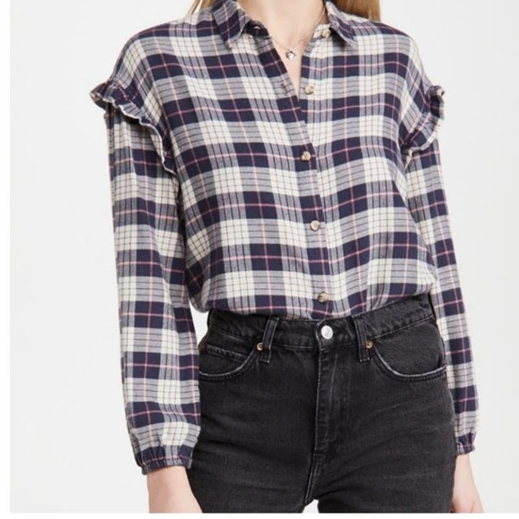 Rails Tops - Rails Willow Ruffle Sleeve Flannel Button-Up Shirt